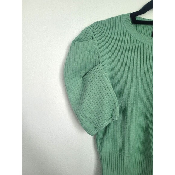NWT ANTHROPOLOGIE Lumiere Ribbed Puff Short Sleeve Knit June Top Size L Boho - Picture 2 of 6